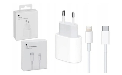 Apple set: sieťová nabíjačka + Lightning kábel USB typ C 3000 mA 9 V + USB kábel typ C - Apple Lightning Apple 1 m biely